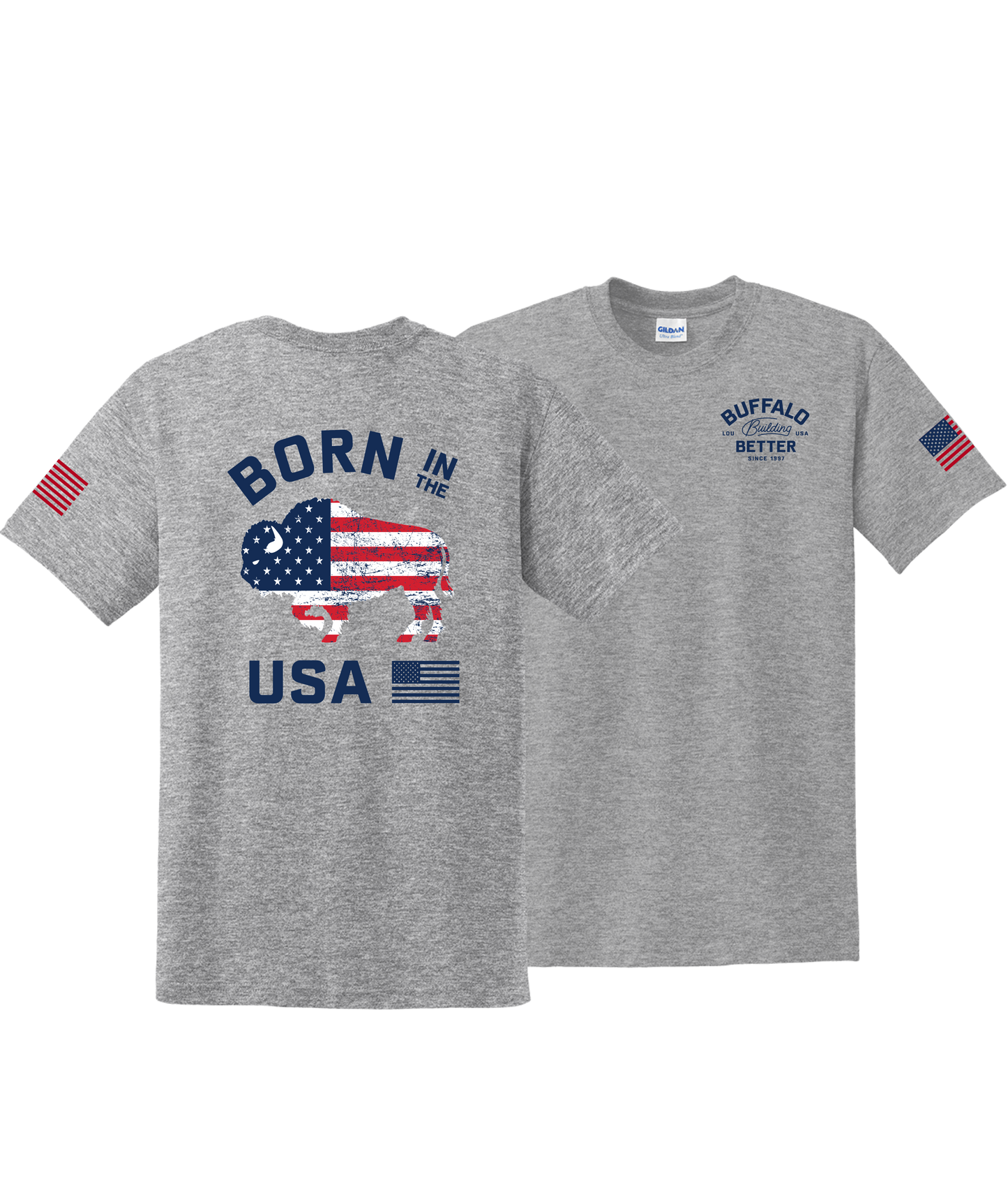 Buffalo Construction Patriotic Born in the USA