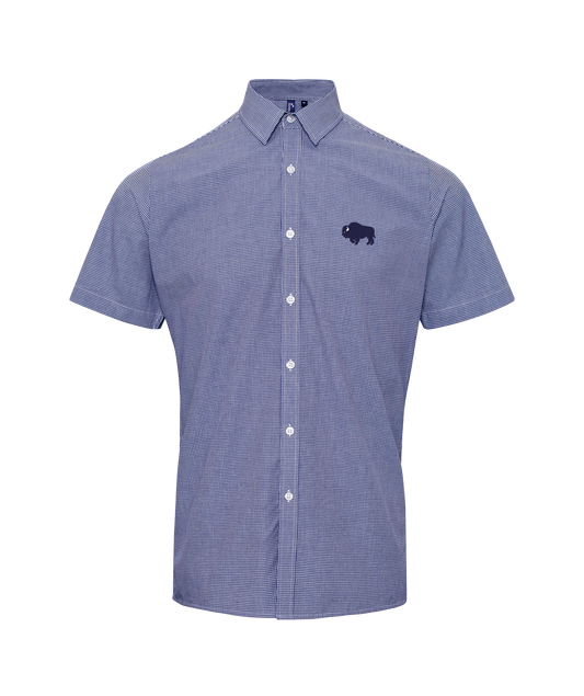 Artisan Collection by Reprime Mens Microcheck Gingham Short-Sleeve Cotton Shirt